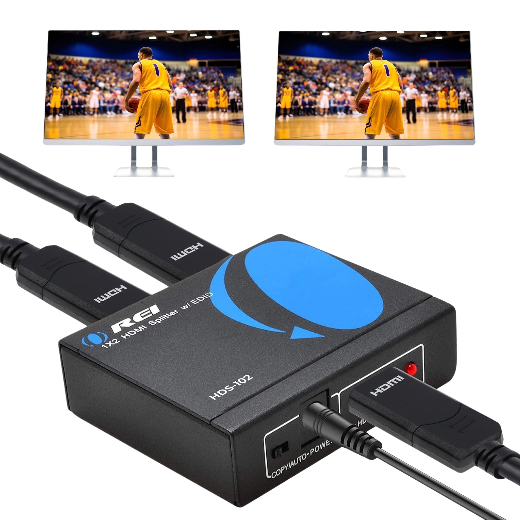 OREI HDMI Splitter 1 in 2 Out - Ultra HD 4K @ 30Hz, HDCP, 3D
